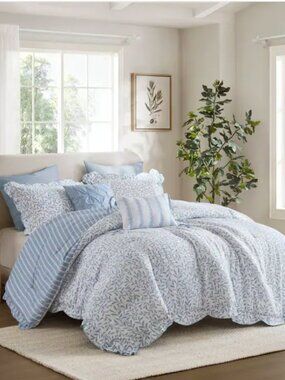 Madison Park Darcy 5 Piece Print Comforter Set - Queen - Blue